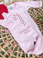 Load image into Gallery viewer, Christmas Baby Outfit | Light Pink Romper Candy Cane Cute
