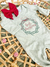 Load image into Gallery viewer, Christmas Baby Outfit | Sage Green Romper Baby First Christmas Wreath
