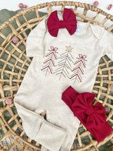 Load image into Gallery viewer, Christmas Baby Outfit | Oatmeal Romper Christmas Trees
