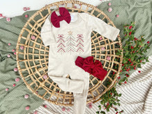 Load image into Gallery viewer, Christmas Baby Outfit | Oatmeal Romper Christmas Trees
