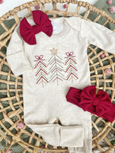 Load image into Gallery viewer, Christmas Baby Outfit | Oatmeal Romper Christmas Trees
