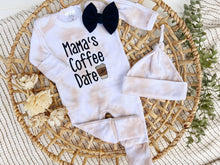 Load image into Gallery viewer, Baby Girl Outfit | Latte Tan White Romper Mama&#39;s Coffee Date
