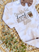 Load image into Gallery viewer, Baby Outfit | Latte Tan White Romper Double Fat Decaf Breastmilk Latte
