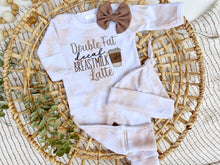 Load image into Gallery viewer, Baby Outfit | Latte Tan White Romper Double Fat Decaf Breastmilk Latte
