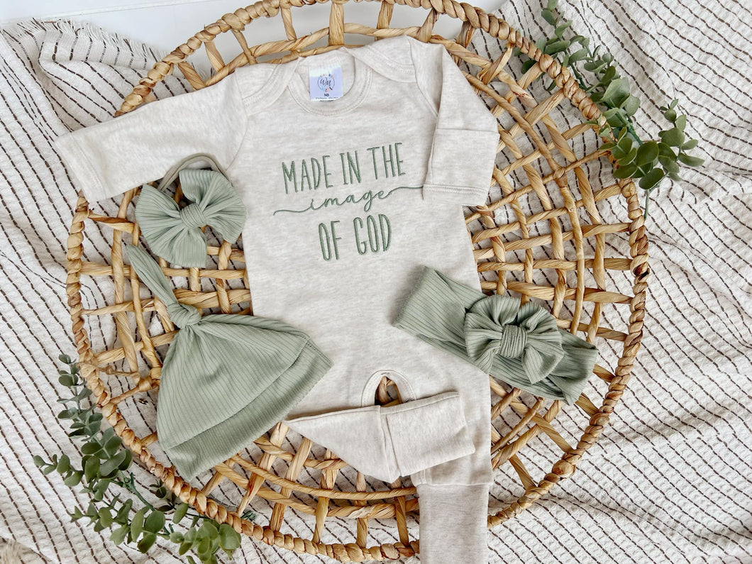 Baby Outfit | Oatmeal Romper Made In The Image Of God Sage Green
