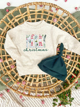 Load image into Gallery viewer, Baby Outfit | Oatmeal Pullover Sweatshirt Merry Christmas Red Green
