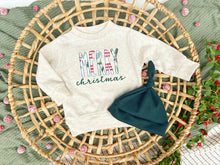 Load image into Gallery viewer, Baby Outfit | Oatmeal Pullover Sweatshirt Merry Christmas Red Green
