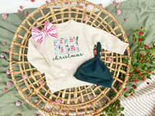 Load image into Gallery viewer, Baby Outfit | Oatmeal Pullover Sweatshirt Merry Christmas Red Green
