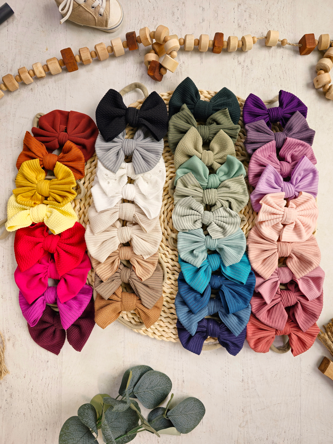 Baby Accessory Sets - Bows Headwraps Turbans Bummies Pants - Solid Colors
