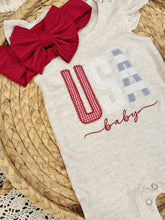 Load image into Gallery viewer, Baby Girl Outfit USA Baby - Oatmeal Flutter Sleeve Ruffle Romper

