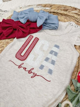 Load image into Gallery viewer, Baby Girl Outfit USA Baby - Oatmeal Flutter Sleeve Ruffle Romper
