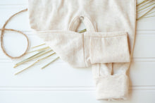 Load image into Gallery viewer, Personalized Neutral Newborn Baby Outfit | Oatmeal Baby Romper Tan Baby Name - Parker Casey
