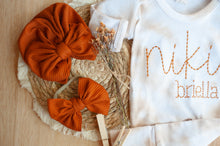 Load image into Gallery viewer, Personalized Newborn Baby Girl Outfit | Cafe Latte Romper Clay Baby Name - Niki Briella
