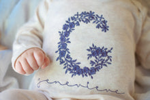 Load image into Gallery viewer, Personalized Baby Girl Outfit | Oatmeal Beige Romper Pink Floral Letter
