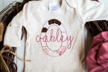 Load image into Gallery viewer, Personalized Baby Girl Outfit | Oatmeal Beige Romper Western Farm Baby Name - Oakley
