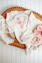 Load image into Gallery viewer, Personalized Baby Girl Outfit | Oatmeal Knotted Gown Floral Pink Gold - Vivian Elizabeth
