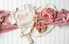 Load image into Gallery viewer, Baby Girl Outfit | Oatmeal Romper Pink Love - Valentine
