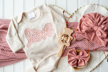 Load image into Gallery viewer, Baby Girl Outfit | Oatmeal Romper Pink Love - Valentine
