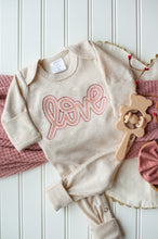 Load image into Gallery viewer, Baby Girl Outfit | Oatmeal Romper Pink Love - Valentine
