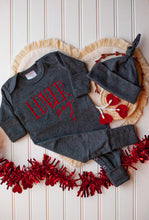 Load image into Gallery viewer, Baby Brother Outfit | Charcoal Gray Romper Valentine - Lover Boy
