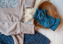 Load image into Gallery viewer, Baby Boy Outfit | Mocha Romper Blue Love - Valentine
