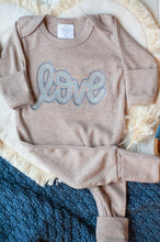 Load image into Gallery viewer, Baby Boy Outfit | Mocha Romper Blue Love - Valentine
