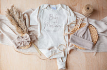 Load image into Gallery viewer, Personalized Baby Announcement Outfit | Oatmeal Romper Last Name and Year
