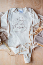 Load image into Gallery viewer, Personalized Baby Announcement Outfit | Oatmeal Romper Last Name and Year
