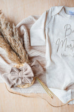 Load image into Gallery viewer, Personalized Baby Announcement Outfit | Oatmeal Romper Last Name and Year
