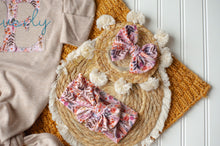 Load image into Gallery viewer, Personalized Baby Girl Outfit | Mocha Brown Knotted Gown Floral Pink Teal Baby Name
