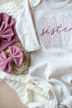 Load image into Gallery viewer, Baby Sister Outfit | Oatmeal Gown Pink Little Sister
