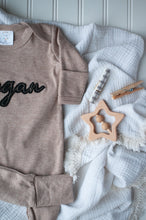 Load image into Gallery viewer, Personalized Newborn Baby Boy Outfit | Mocha Brown Romper Rust Felt Baby Name - Logan
