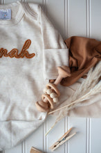 Load image into Gallery viewer, Personalized Newborn Baby Boy Outfit | Oatmeal Romper Rust Felt Baby Name - Jonah
