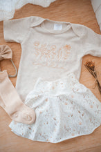 Load image into Gallery viewer, Personalized Baby Girl Outfit | Oatmeal Bodysuit Floral Baby Name- Wildflower
