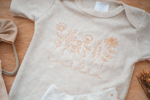 Load image into Gallery viewer, Personalized Baby Girl Outfit | Oatmeal Bodysuit Floral Baby Name- Wildflower
