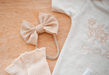 Load image into Gallery viewer, Personalized Baby Girl Outfit | Oatmeal Bodysuit Floral Baby Name- Wildflower
