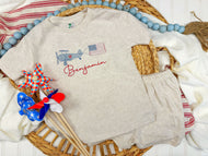 Fourth of July Toddler Shorts Set / Patriotic Airplane Outfit For Boys