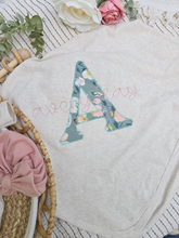 Load image into Gallery viewer, Personalized Baby Girl Outfit On An Oatmeal Romper Sage Green and Pink Baby Name
