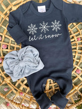 Load image into Gallery viewer, Christmas Baby Outfit | Navy Romper Let It Snow
