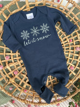 Load image into Gallery viewer, Christmas Baby Outfit | Navy Romper Let It Snow

