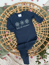 Load image into Gallery viewer, Christmas Baby Outfit | Navy Romper Let It Snow
