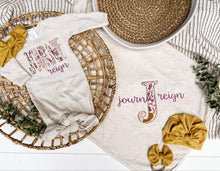 Load image into Gallery viewer, Personalized Baby Girl Outfit | Oatmeal Baby Gown Floral Pink Yellow Baby Name

