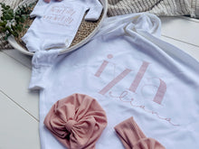 Load image into Gallery viewer, Newborn Baby Girl Outfit | White Romper Fearfully Wonderfully Made In Blush Pink
