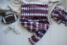 Load image into Gallery viewer, Football Baby Outfit | Oatmeal Bodysuit Football Pattern - Touchdown
