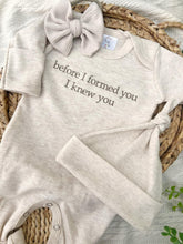 Load image into Gallery viewer, Beige Oatmeal Baby Romper | Before I Formed You I Knew You
