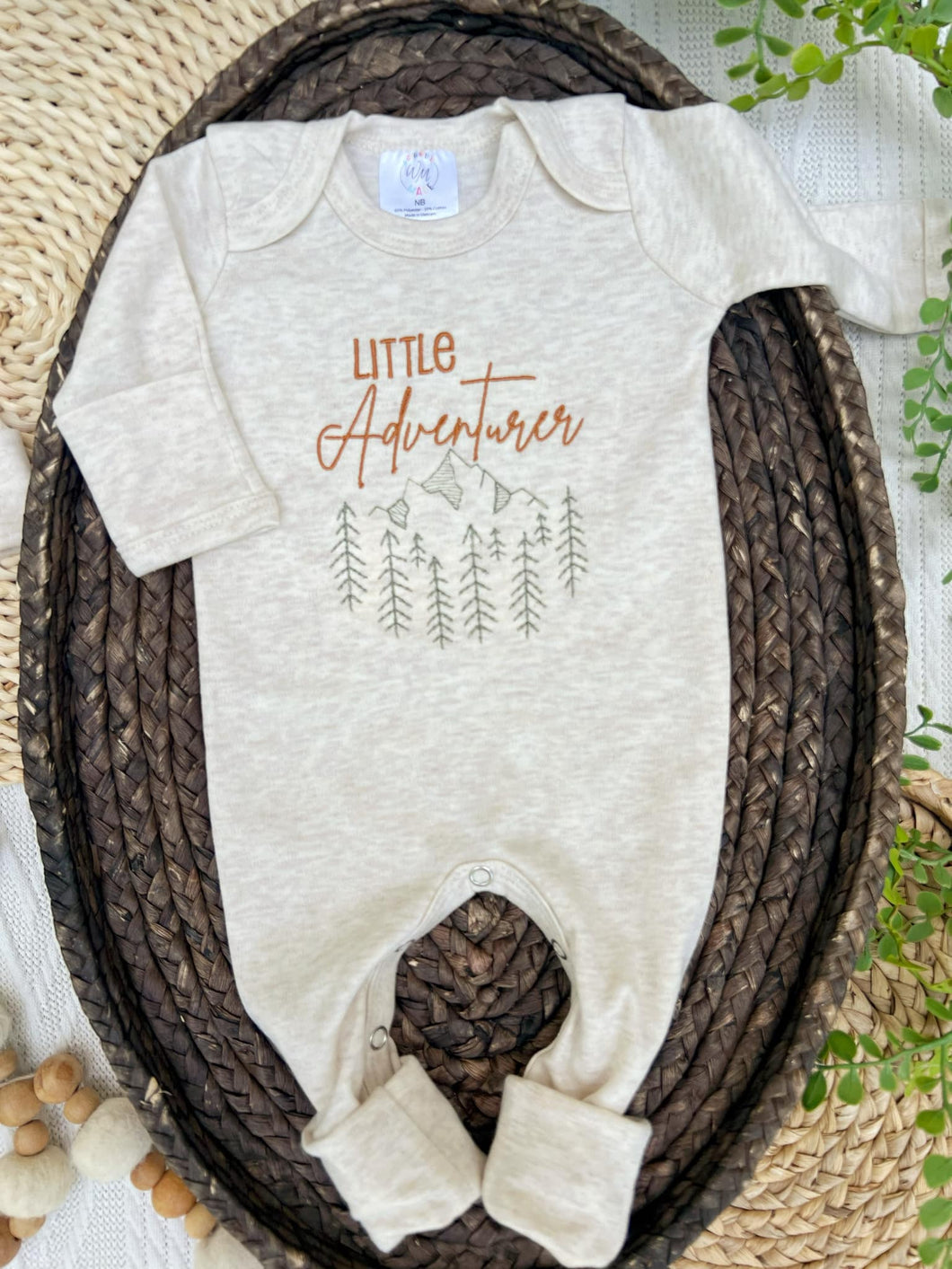 Baby Boy Outdoors Outfit | Oatmeal Romper - Little Adventurer