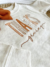 Load image into Gallery viewer, Fall Baby Sweatshirt Set | Oatmeal Pullover Orange Plaid Thanksgiving
