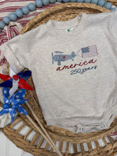 Load image into Gallery viewer, America turns 250 airplane baby tshirt bubble

