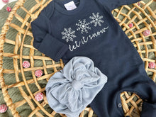 Load image into Gallery viewer, Christmas Baby Outfit | Navy Romper Let It Snow
