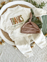 Load image into Gallery viewer, Fall Baby Name Sweatshirt Set | Oatmeal Pullover Orange Green Thanksgiving
